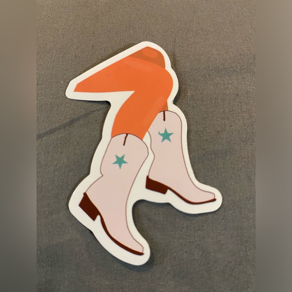 🌈20/$5🌈 Pink Cowboy Boots with Blue Star Sticker
